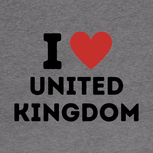 I Love United Kingdom Simple Heart Design by Word Minimalism